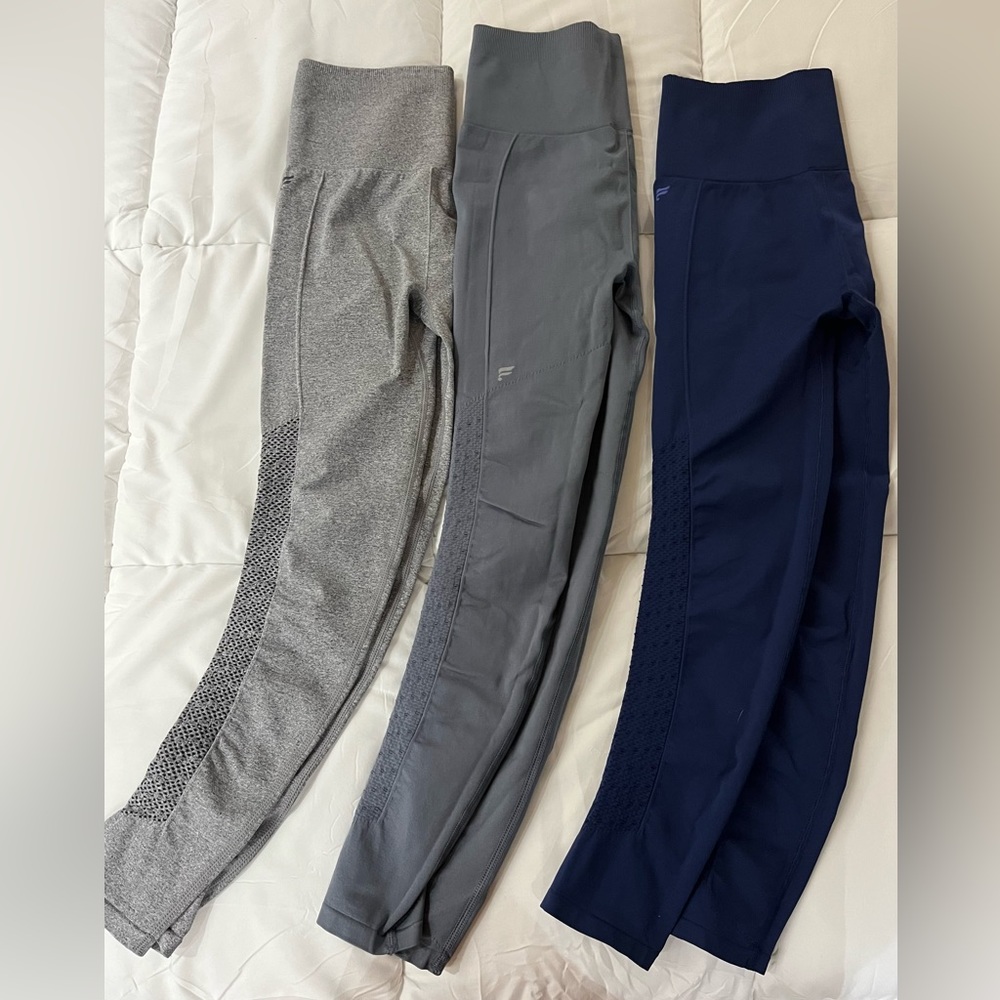 3 Pairs of XS Fabletics High Waist Leggings.  EUC.